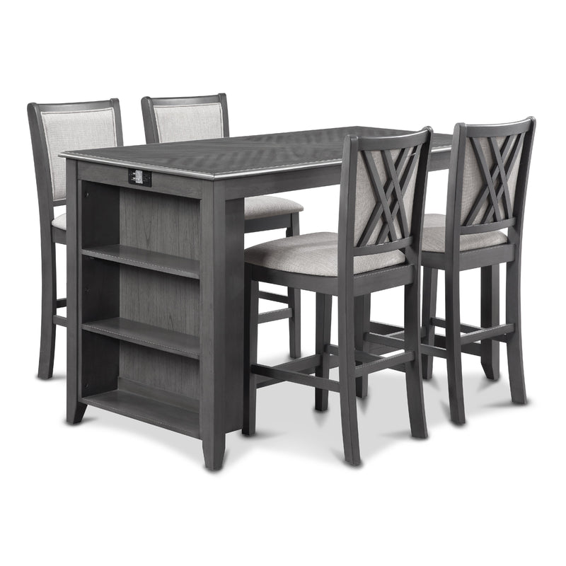 New Classic Furniture Amy D3651-60CS-GRY 5 pc Counter Height Dinette - Grey IMAGE 1