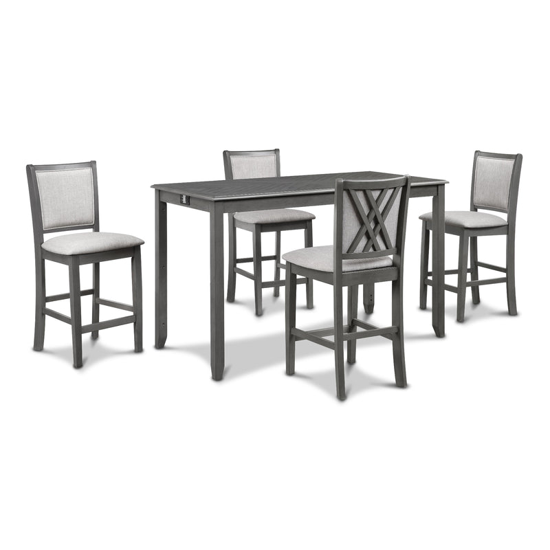 New Classic Furniture Amy D3651-60CS-GRY 5 pc Counter Height Dinette - Grey IMAGE 2