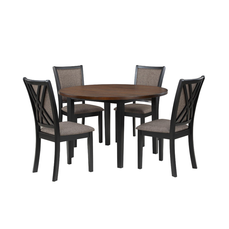 New Classic Furniture Potomac D4832B-48S-RND 5 pc Counter Height Dinette - Brown/Black IMAGE 2