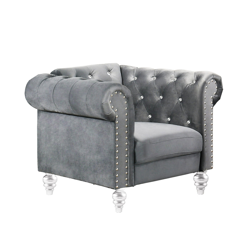 New Classic Furniture Emma Crystal UKD13-10-GRYC Chair - Grey IMAGE 1