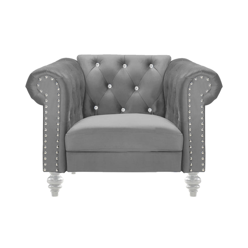 New Classic Furniture Emma Crystal UKD13-10-GRYC Chair - Grey IMAGE 2