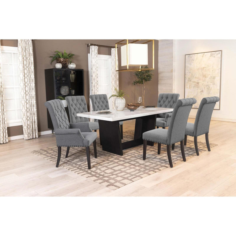 Coaster Furniture Osborne 115511 Trestle Base Marble Top Dining Table - Espresso/White IMAGE 10