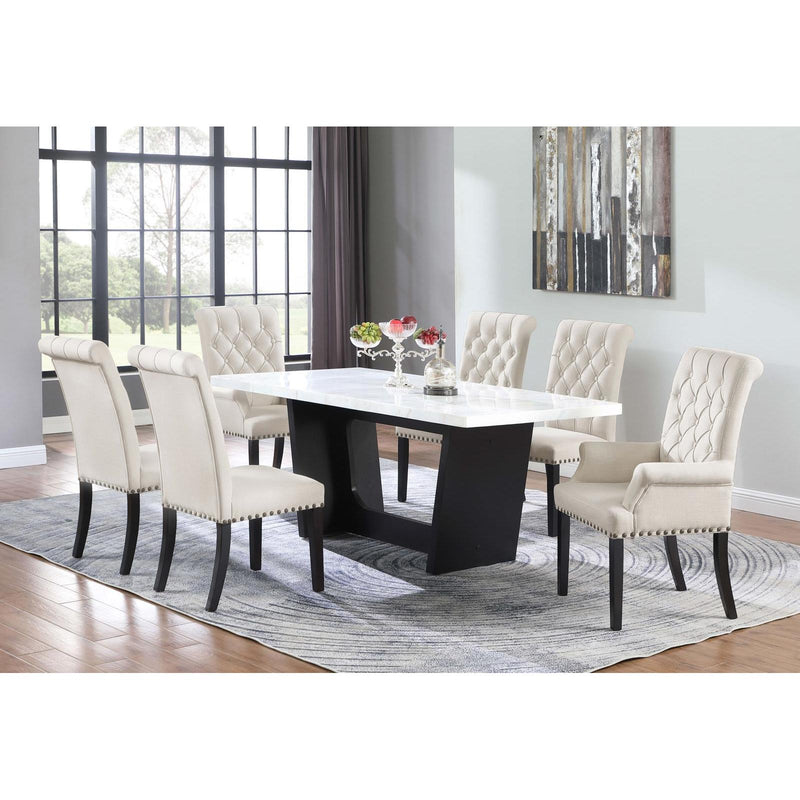 Coaster Furniture Osborne 115511 Trestle Base Marble Top Dining Table - Espresso/White IMAGE 11