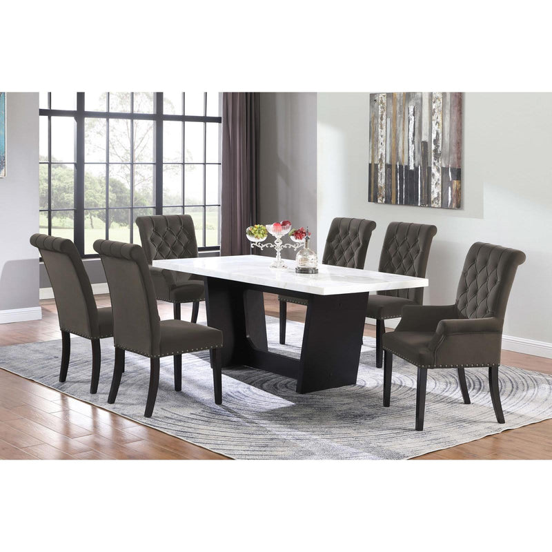 Coaster Furniture Osborne 115511 Trestle Base Marble Top Dining Table - Espresso/White IMAGE 12