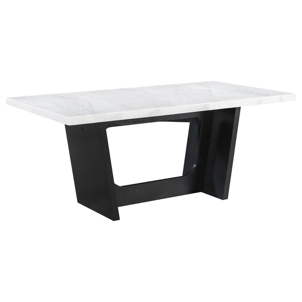 Coaster Furniture Osborne 115511 Trestle Base Marble Top Dining Table - Espresso/White IMAGE 1