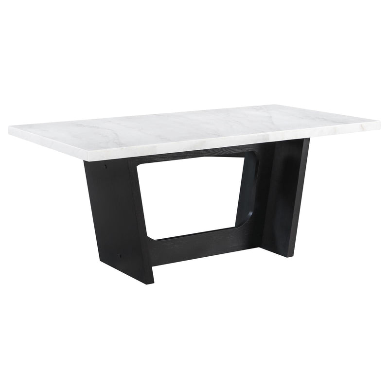 Coaster Furniture Osborne 115511 Trestle Base Marble Top Dining Table - Espresso/White IMAGE 1