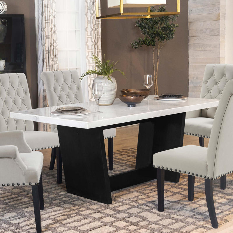Coaster Furniture Osborne 115511 Trestle Base Marble Top Dining Table - Espresso/White IMAGE 6