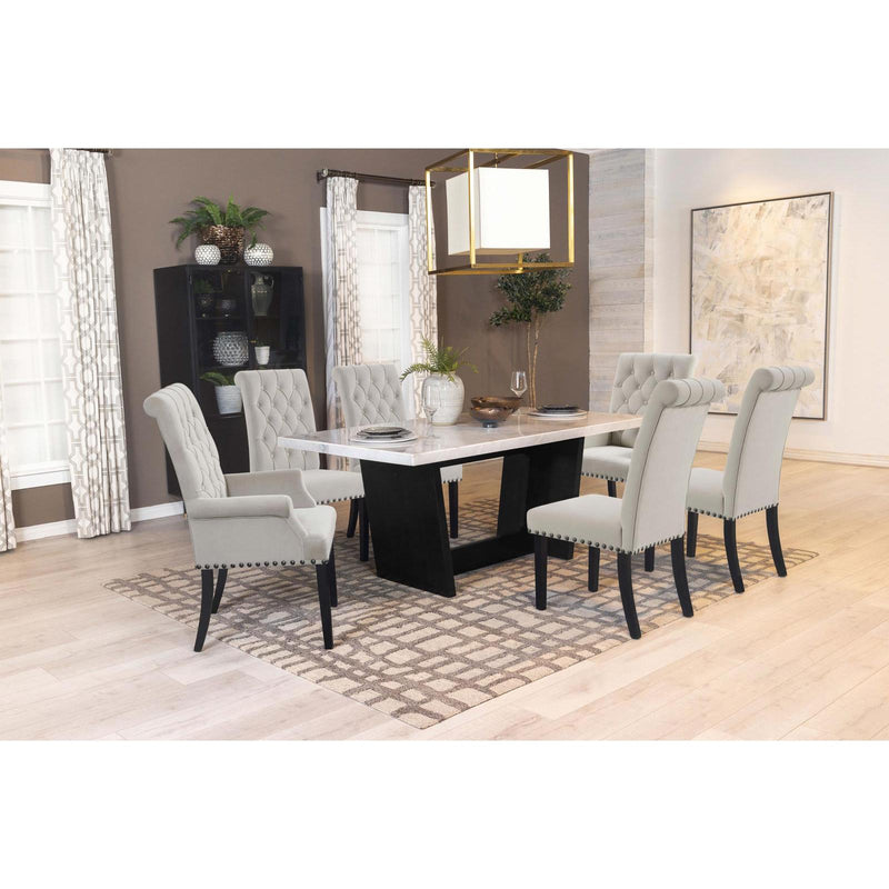 Coaster Furniture Osborne 115511 Trestle Base Marble Top Dining Table - Espresso/White IMAGE 7