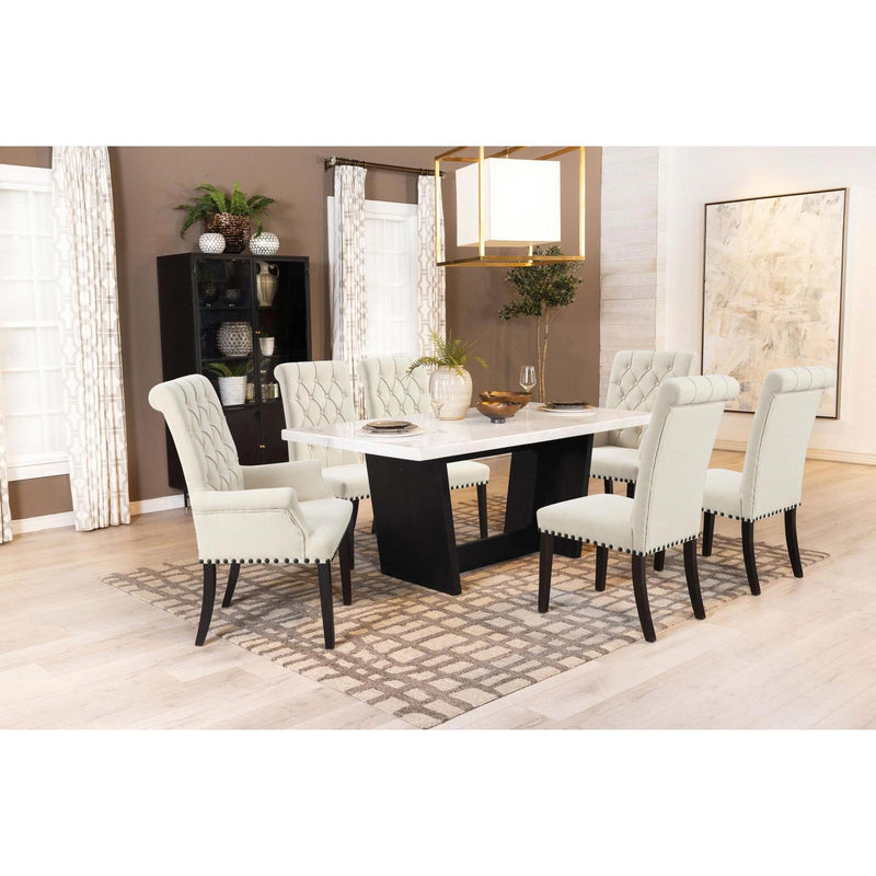 Coaster Furniture Osborne 115511 Trestle Base Marble Top Dining Table - Espresso/White IMAGE 9