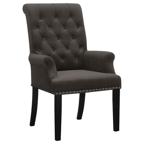 Coaster Furniture Alana 115173 Upholstered Tufted Arm Chair with Nailhead Trim - Brown IMAGE 1