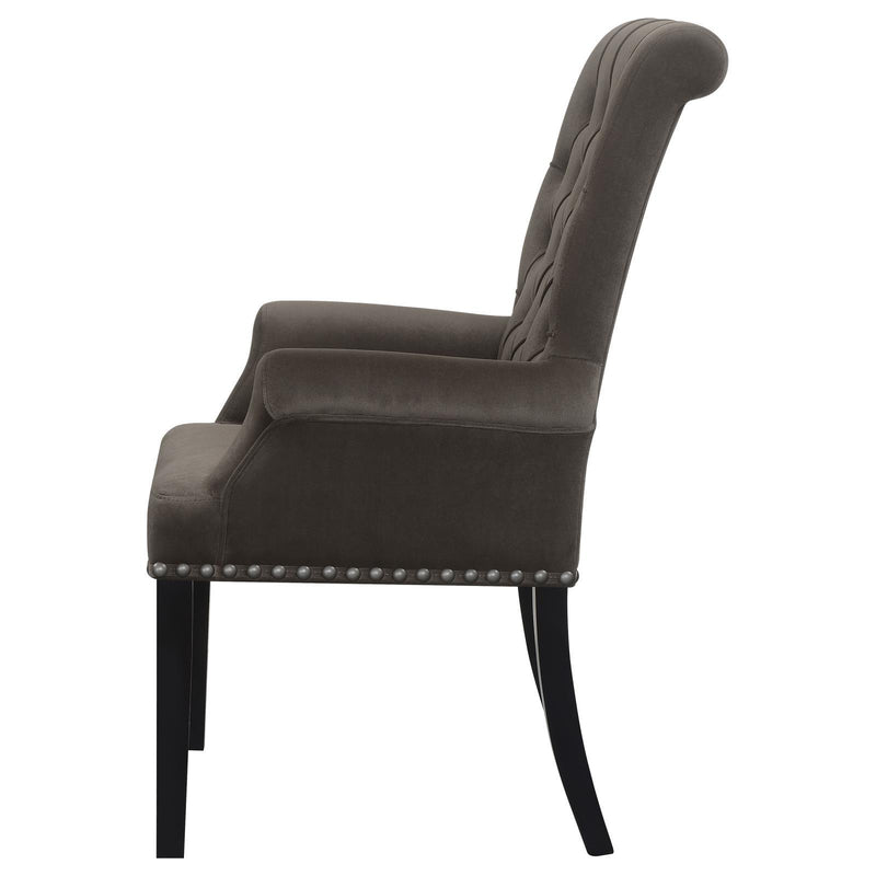 Coaster Furniture Alana 115173 Upholstered Tufted Arm Chair with Nailhead Trim - Brown IMAGE 4