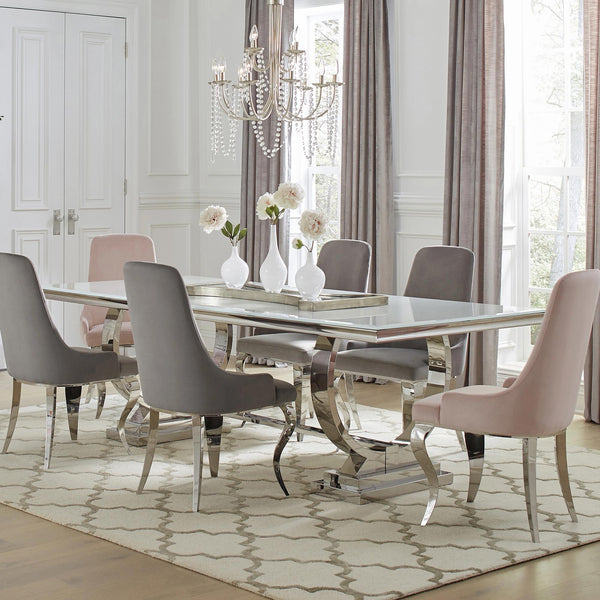 Coaster Furniture Antoine 108811 Rectangle Dining Table - White/Chrome IMAGE 1
