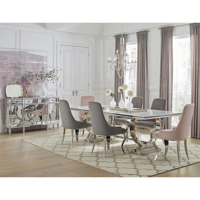 Coaster Furniture Antoine 108811 Rectangle Dining Table - White/Chrome IMAGE 2