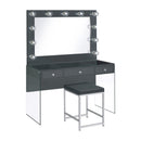 Coaster Furniture Afshan 935923 3-Drawer Vanity Desk with Lighting Mirror Grey High Gloss IMAGE 3