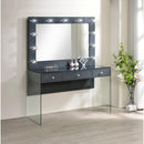 Coaster Furniture Afshan 935923 3-Drawer Vanity Desk with Lighting Mirror Grey High Gloss IMAGE 5