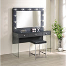 Coaster Furniture Afshan 935923 3-Drawer Vanity Desk with Lighting Mirror Grey High Gloss IMAGE 6