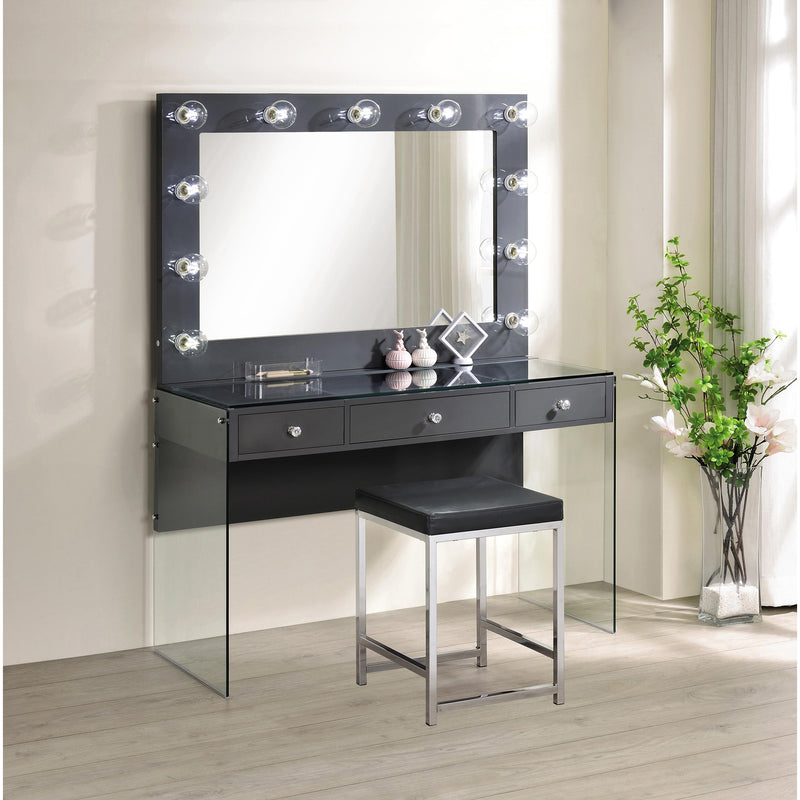 Coaster Furniture Afshan 935924 Upholstered Square Padded Cushion Vanity Stool IMAGE 3