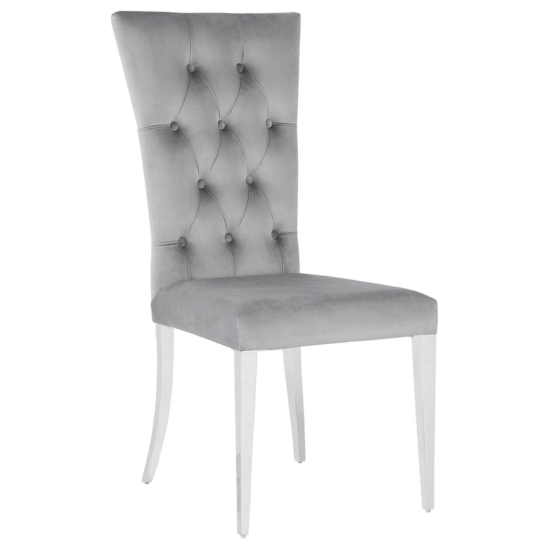 Coaster Furniture Kerwin 111103 Tufted Upholstered Side Chair - Grey/Chrome IMAGE 1