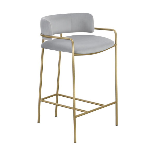 Coaster Furniture Comstock 182159 Upholstered Low Back Stool - Grey/Gold IMAGE 1