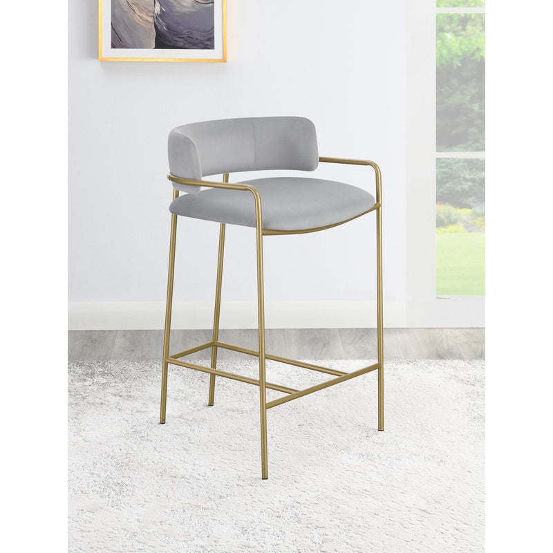 Coaster Furniture Comstock 182159 Upholstered Low Back Stool - Grey/Gold IMAGE 2