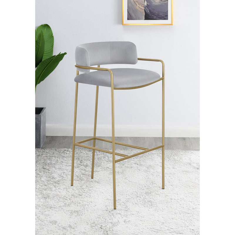 Coaster Furniture Comstock 182160 Upholstered Low Back Stool - Grey/Gold IMAGE 2