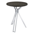 Coaster Furniture Edgerton 183131 Round Wood Top Bar Table - Dark Oak/Chrome IMAGE 1