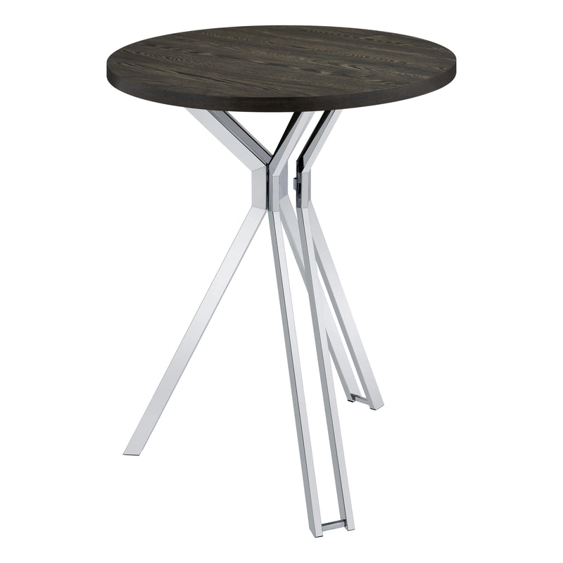 Coaster Furniture Edgerton 183131 Round Wood Top Bar Table - Dark Oak/Chrome IMAGE 2