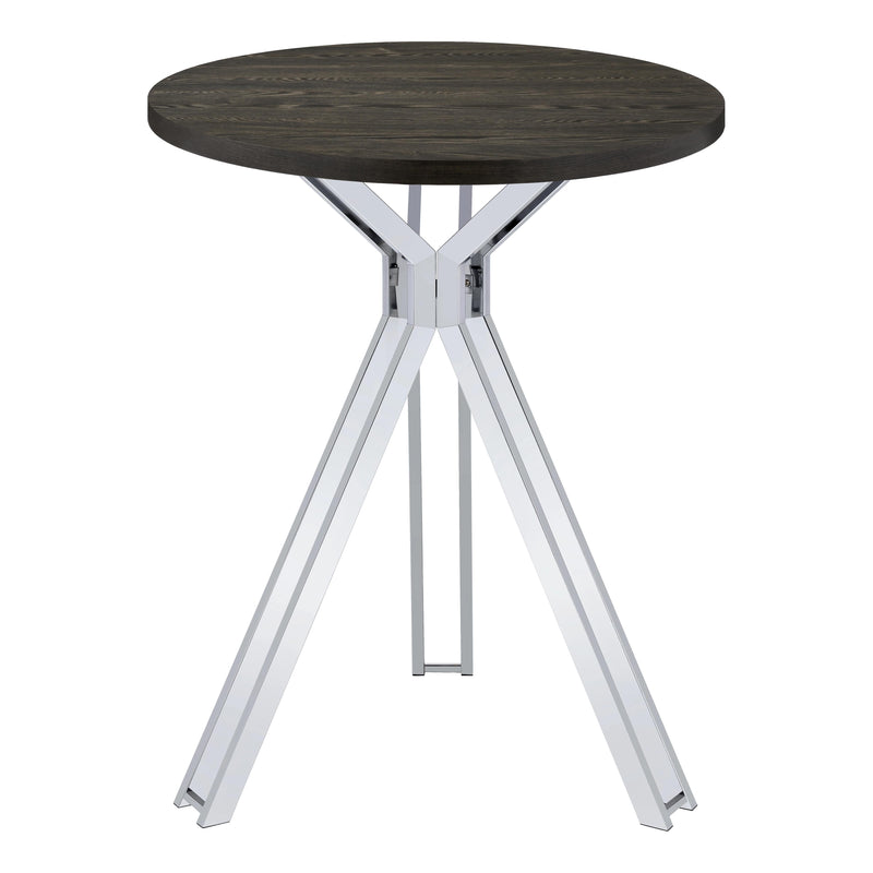 Coaster Furniture Edgerton 183131 Round Wood Top Bar Table - Dark Oak/Chrome IMAGE 3