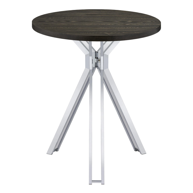 Coaster Furniture Edgerton 183131 Round Wood Top Bar Table - Dark Oak/Chrome IMAGE 4