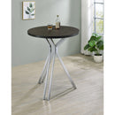 Coaster Furniture Edgerton 183131 Round Wood Top Bar Table - Dark Oak/Chrome IMAGE 6