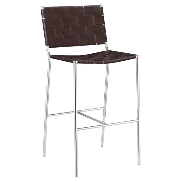 Coaster Furniture Adelaide 183584 Upholstered Bar Stool with Open Back - Brown/Chrome IMAGE 1