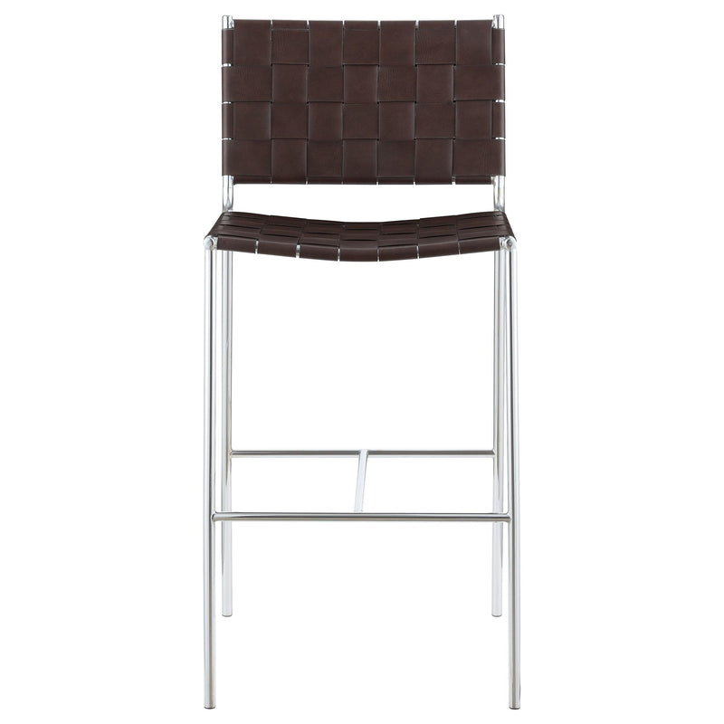 Coaster Furniture Adelaide 183584 Upholstered Bar Stool with Open Back - Brown/Chrome IMAGE 2