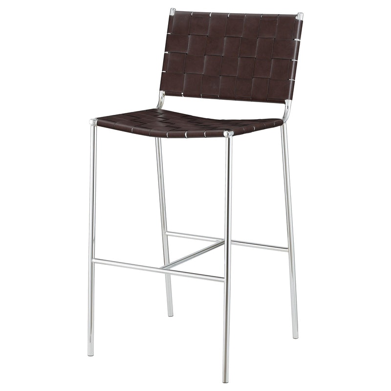 Coaster Furniture Adelaide 183584 Upholstered Bar Stool with Open Back - Brown/Chrome IMAGE 3