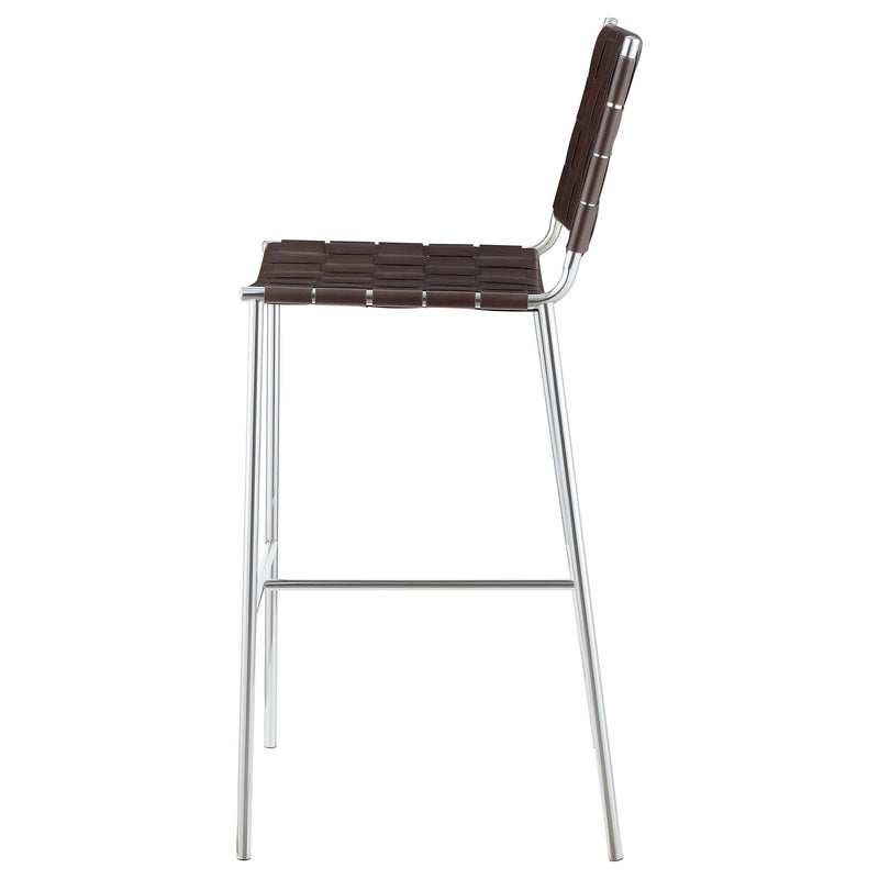 Coaster Furniture Adelaide 183584 Upholstered Bar Stool with Open Back - Brown/Chrome IMAGE 4