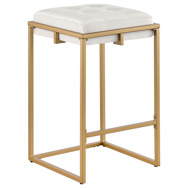 Coaster Furniture Nadia 183645 Square Padded Seat Counter Height Stool - Beige/Gold IMAGE 1
