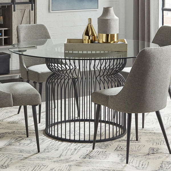 Coaster Furniture Granvia 193511BG Round Dining Table with Clear Glass Top - Gunmetal IMAGE 1