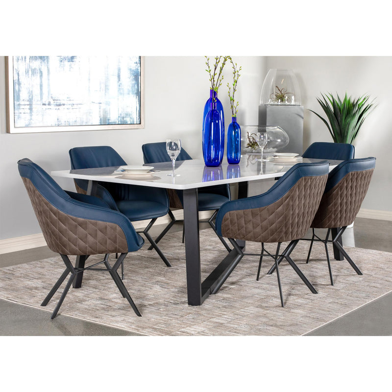 Coaster Furniture Mayer 193781 Rectangular Dining Table - Faux White Marble/Gunmetal IMAGE 2