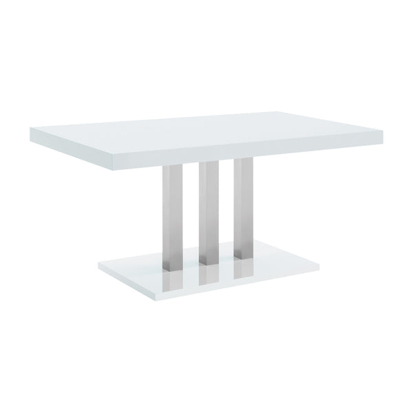 Coaster Furniture Brooklyn 193811 Rectangular Dining Table - White High Gloss/Chrome IMAGE 1