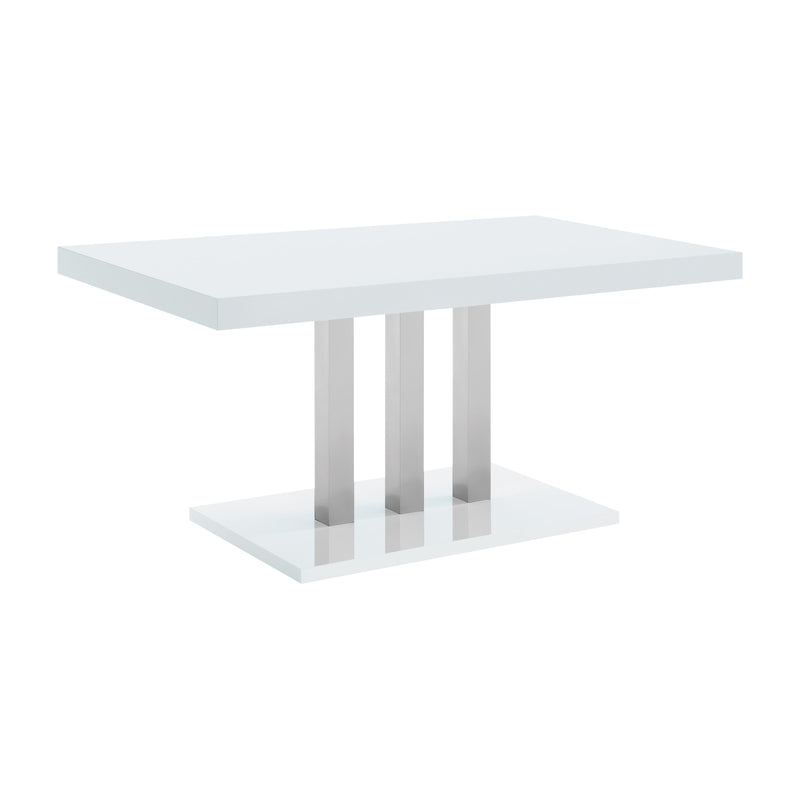 Coaster Furniture Brooklyn 193811 Rectangular Dining Table - White High Gloss/Chrome IMAGE 1
