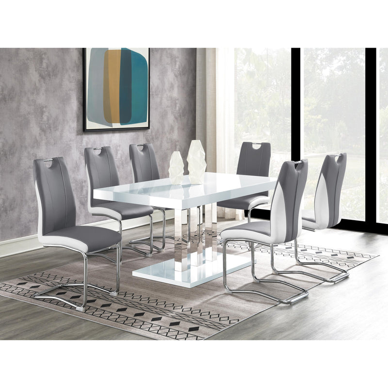 Coaster Furniture Brooklyn 193811 Rectangular Dining Table - White High Gloss/Chrome IMAGE 2