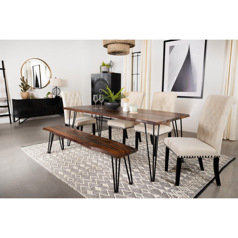Coaster Furniture Neve 193861 Live-Edge Dining Table with Hairpin Legs - Sheesham Grey/Gunmetal IMAGE 2