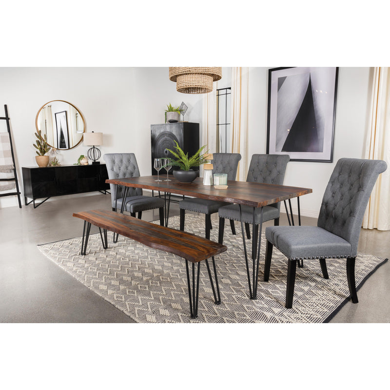 Coaster Furniture Neve 193863 Live-Edge Dining Bench with Hairpin Legs - Sheesham Grey/Gunmetal IMAGE 2