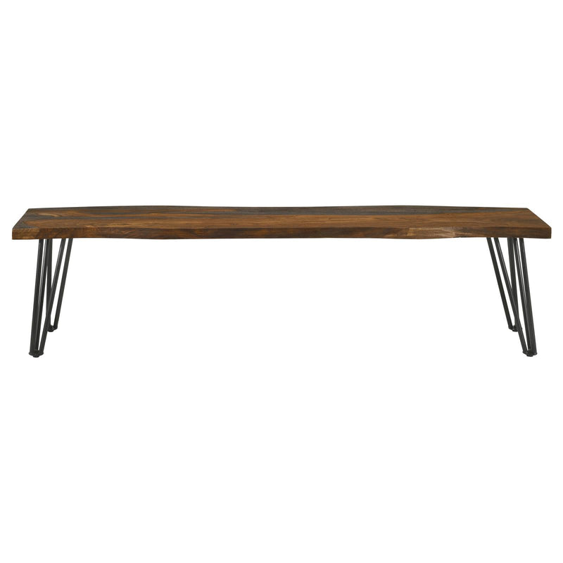Coaster Furniture Neve 193863 Live-Edge Dining Bench with Hairpin Legs - Sheesham Grey/Gunmetal IMAGE 3