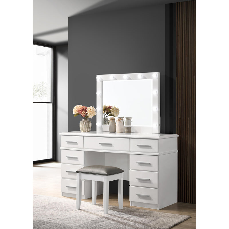 Coaster Furniture Felicity 203507STL Upholstered Vanity Stool - Metallic/Glossy White IMAGE 2