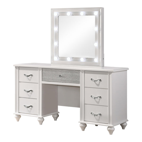 Coaster Furniture Barzini 205897 7-Drawer Vanity Desk with Lighted Mirror - White IMAGE 1