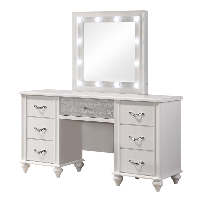 Coaster Furniture Barzini 205897 7-Drawer Vanity Desk with Lighted Mirror - White IMAGE 1