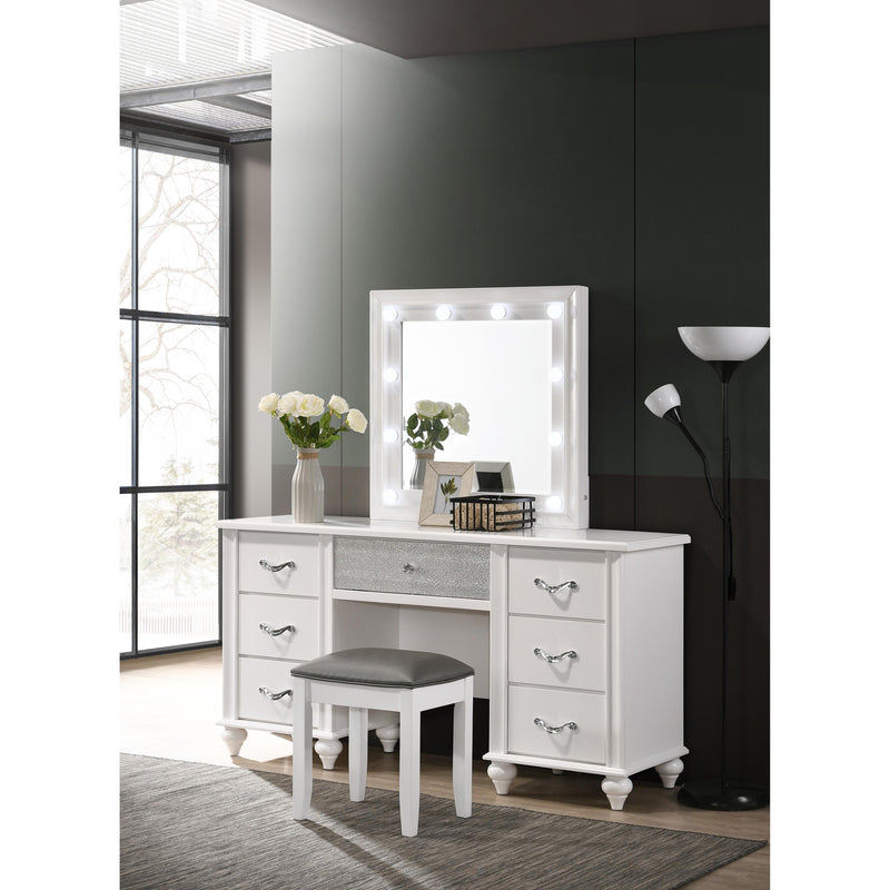 Coaster Furniture Barzini 205897 7-Drawer Vanity Desk with Lighted Mirror - White IMAGE 2