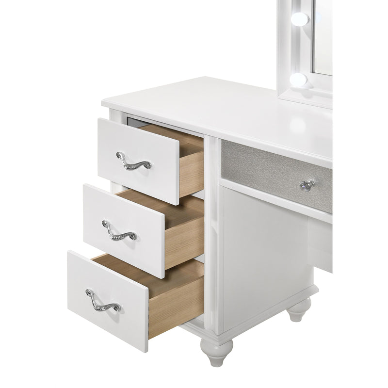 Coaster Furniture Barzini 205897 7-Drawer Vanity Desk with Lighted Mirror - White IMAGE 3