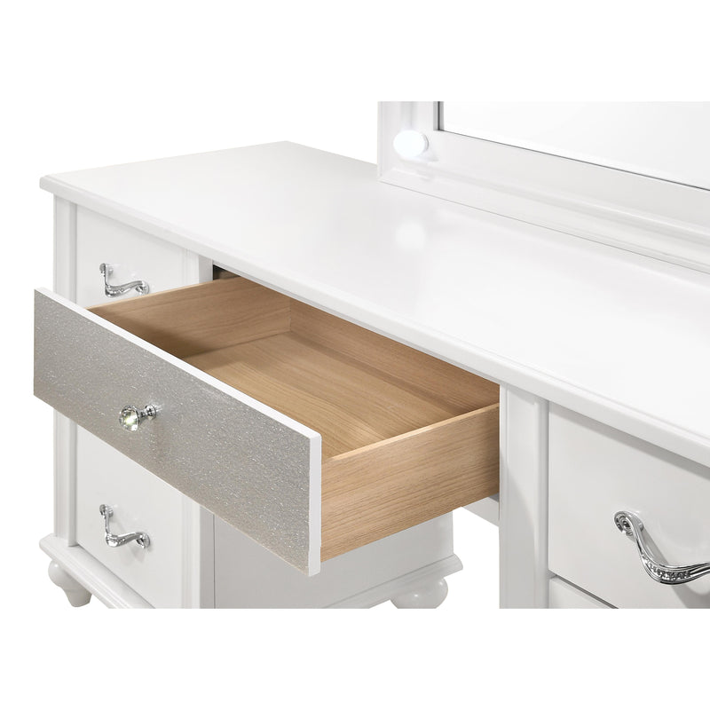 Coaster Furniture Barzini 205897 7-Drawer Vanity Desk with Lighted Mirror - White IMAGE 4