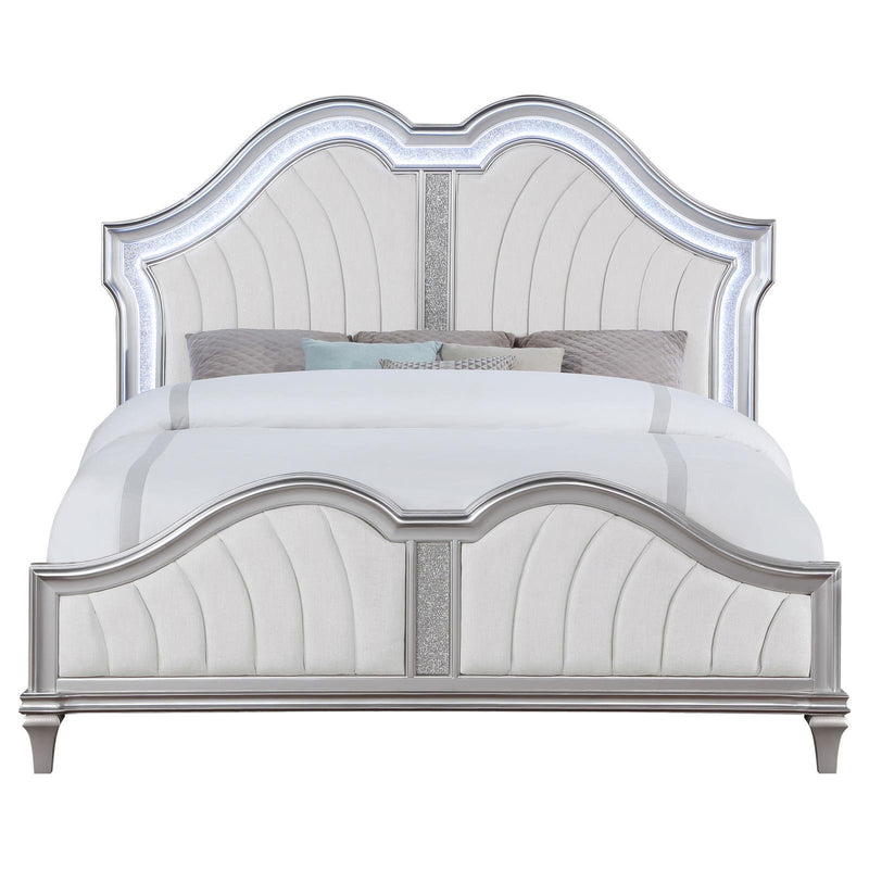 Coaster Furniture Evangeline 223391KW Tufted Upholstered Platform California King Bed - Ivory/Silver Oak IMAGE 3